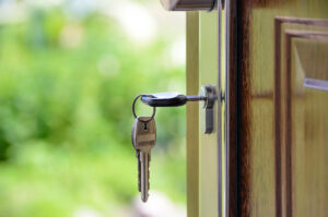 key in front door lock