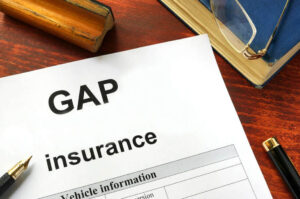 close up of Gap Insurance form