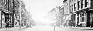 Downtown Orillia black and white postcard image from 1920's - courtesy of Orillia Past and Present