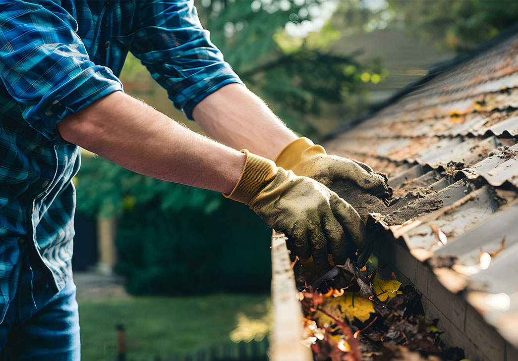 cleaning gutters