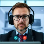 Hacker using deepfake call to impersonate CEO, concept of social engineering attack